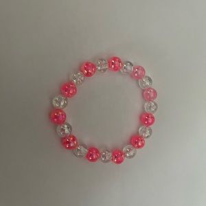 Pink and clear beaded bracelet